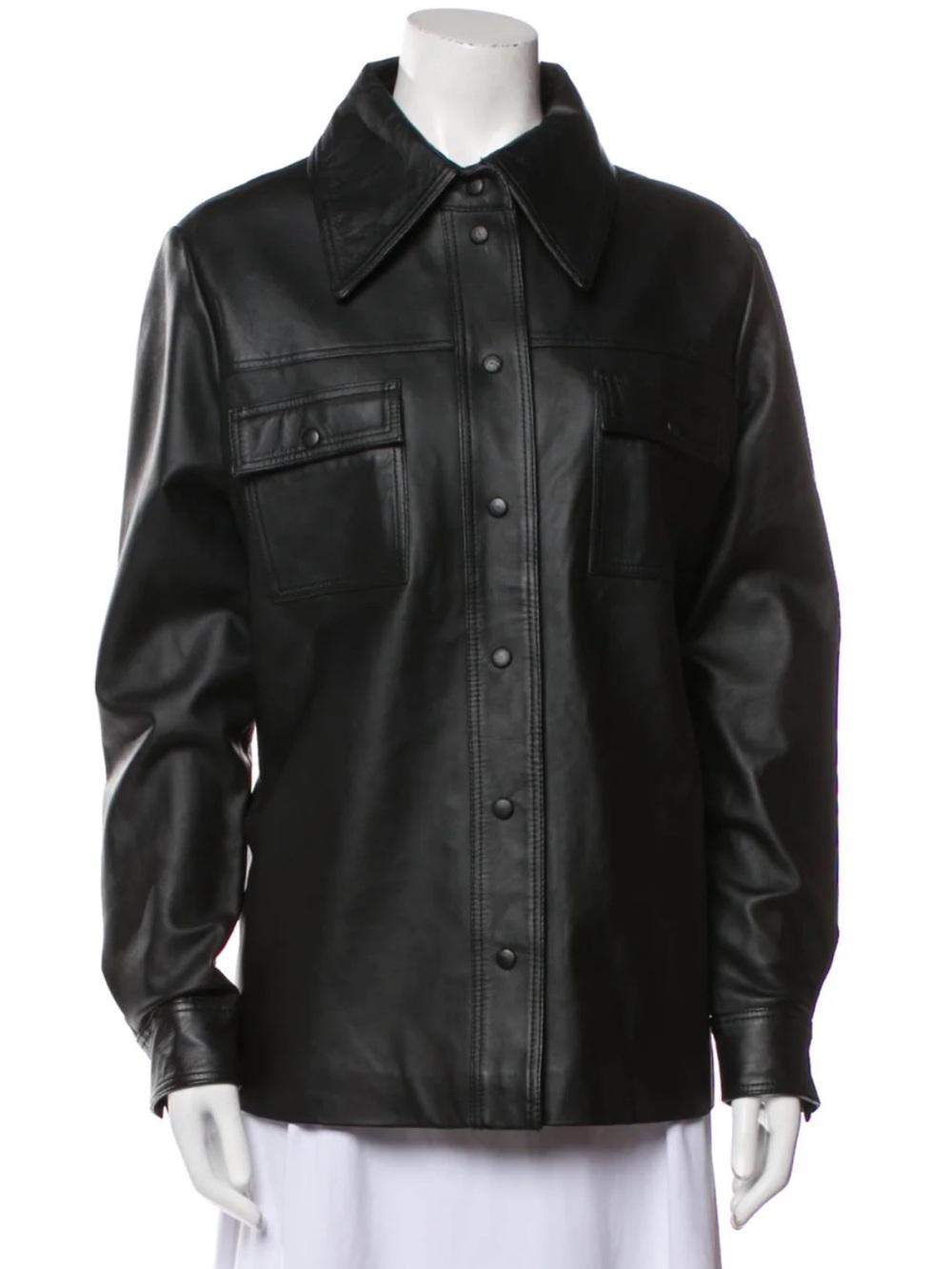 REMAIN ROSALEE BUTTON DOWN LEATHER SHIRT